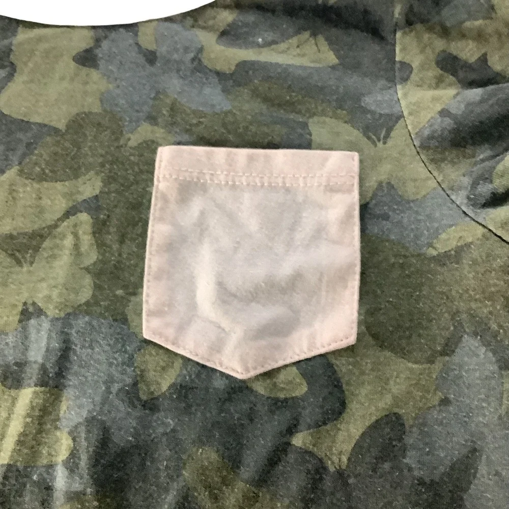 Epic Threads Girls Camo T-Shirt Tie Front‎ Pocket Tee Size 6 Green Crew Neck